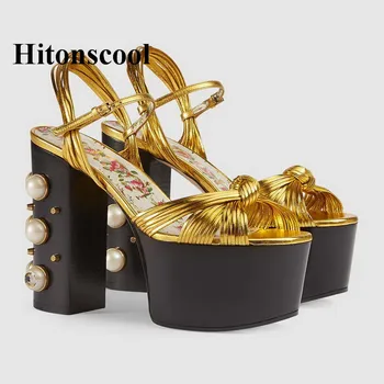 Genuine Leather Sexy Buckle Strap Women High Heels Sandals zapatos de mujer Fashion High Platform Sandals Pearls Heel Shoes
Genuine Leather Sexy Buckle Strap Women High Heels Sandals zapatos de mujer Fashion High Platform Sandals Pearls Heel Shoes