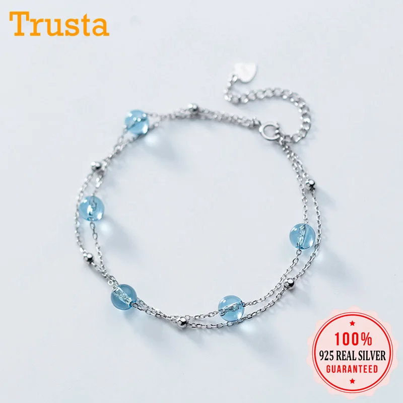 Trusta 100% 925 Solid Real Sterling Silver Double Layer Blue Synthetic Crystal Bracelet 16cm For Women Gift Fine Jewelry DS1201
Trusta 100% 925 Solid Real Sterling Silver Double Layer Blue Synthetic Crystal Bracelet 16cm For Women Gift Fine Jewelry DS1201