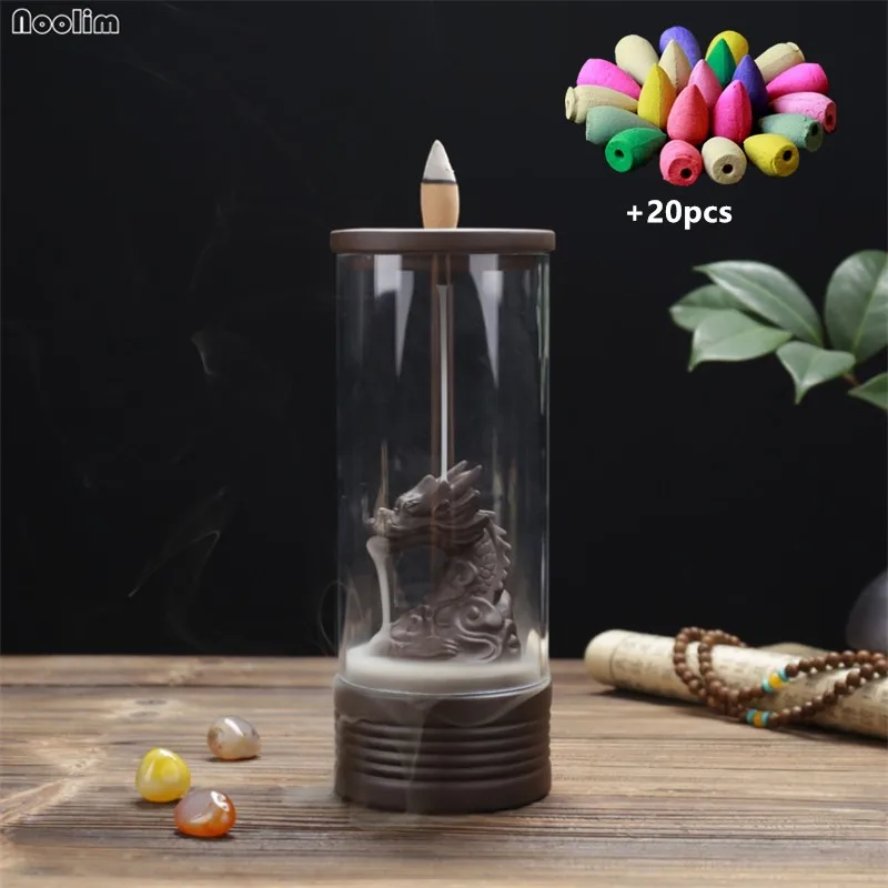 Dragon Backflow Incense Burner With Acrylic Cover Teahouse Ornaments Ceramic Bergamot Lotus Incense Censer + 20pcs Incense Cones
Dragon Backflow Incense Burner With Acrylic Cover Teahouse Ornaments Ceramic Bergamot Lotus Incense Censer + 20pcs Incense Cones