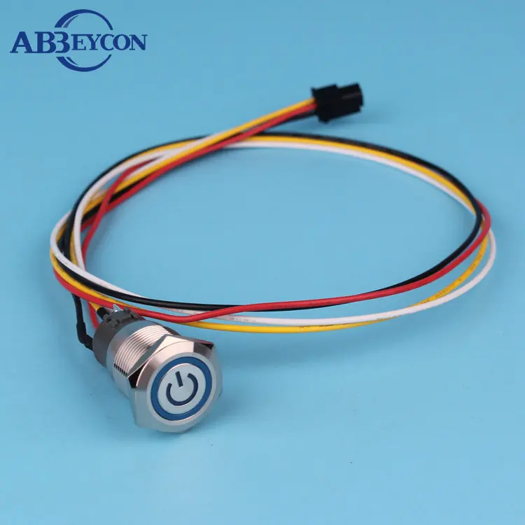TY 1946F Customized 19mm Flat round head momentary ring LED power logo switch with connector
TY 1946F Customized 19mm Flat round head momentary ring LED power logo switch with connector
