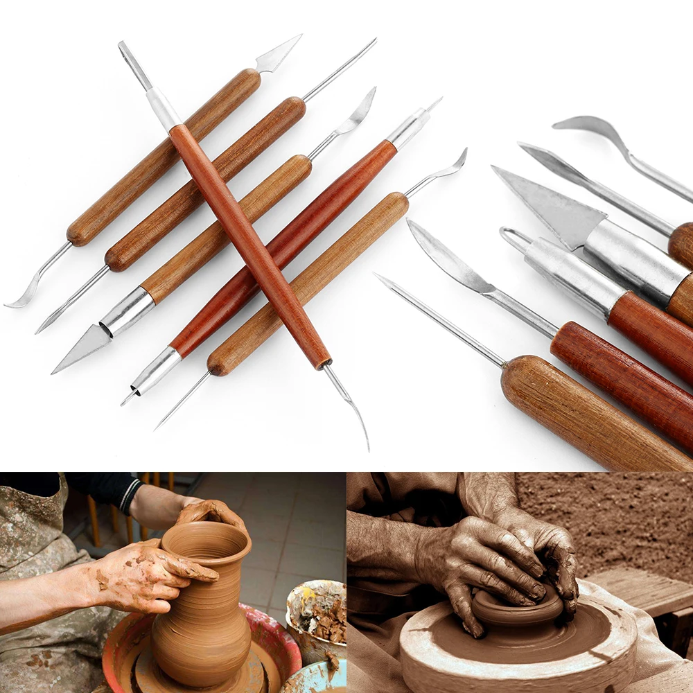 6pcs/Set Pottery Tools Wood Handle Pottery Set Wax Carving Sculpt Smoothing Polymer Mud Scrapers Pottery Clay Ceramic Tools
6pcs/Set Pottery Tools Wood Handle Pottery Set Wax Carving Sculpt Smoothing Polymer Mud Scrapers Pottery Clay Ceramic Tools