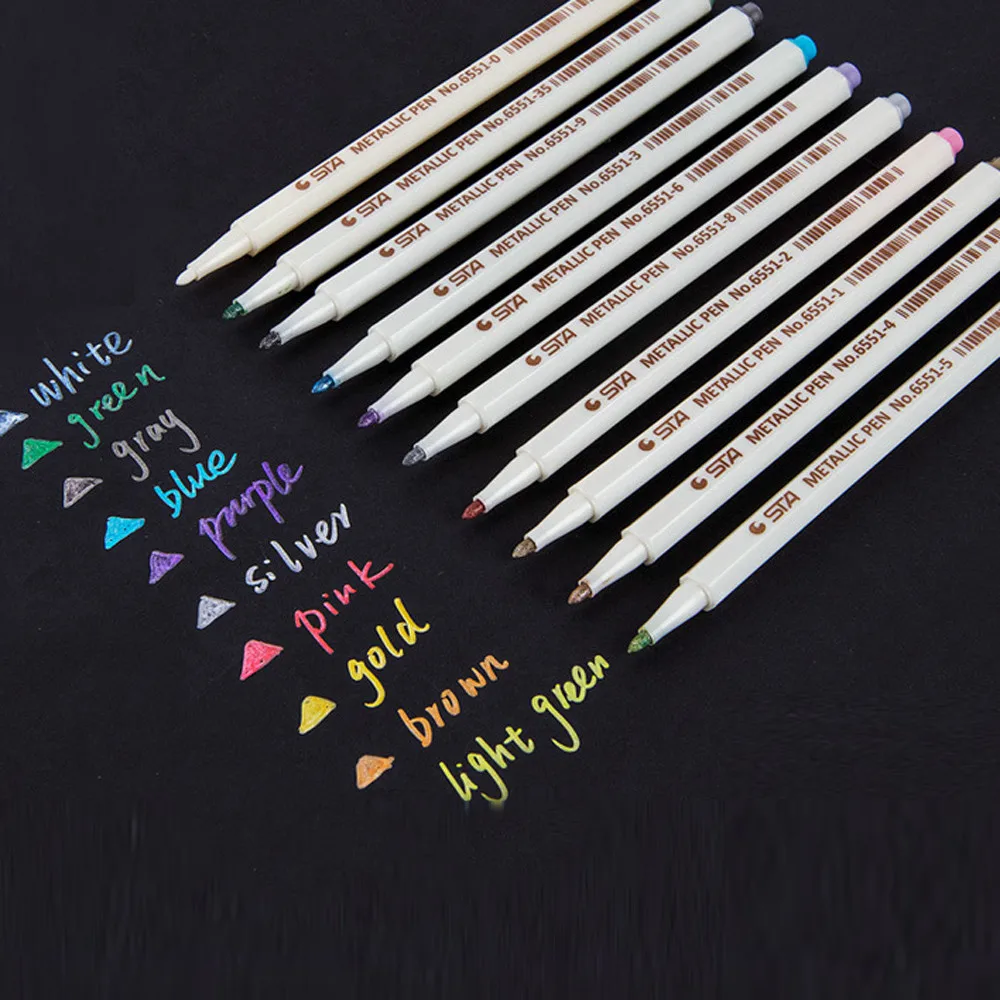 10PC/set Assorted Colored Metallic Permanent Paint Markers Pens School Tools Paint By Number Pens DIY Crafts Painting Tools 21
10PC/set Assorted Colored Metallic Permanent Paint Markers Pens School Tools Paint By Number Pens DIY Crafts Painting Tools 21