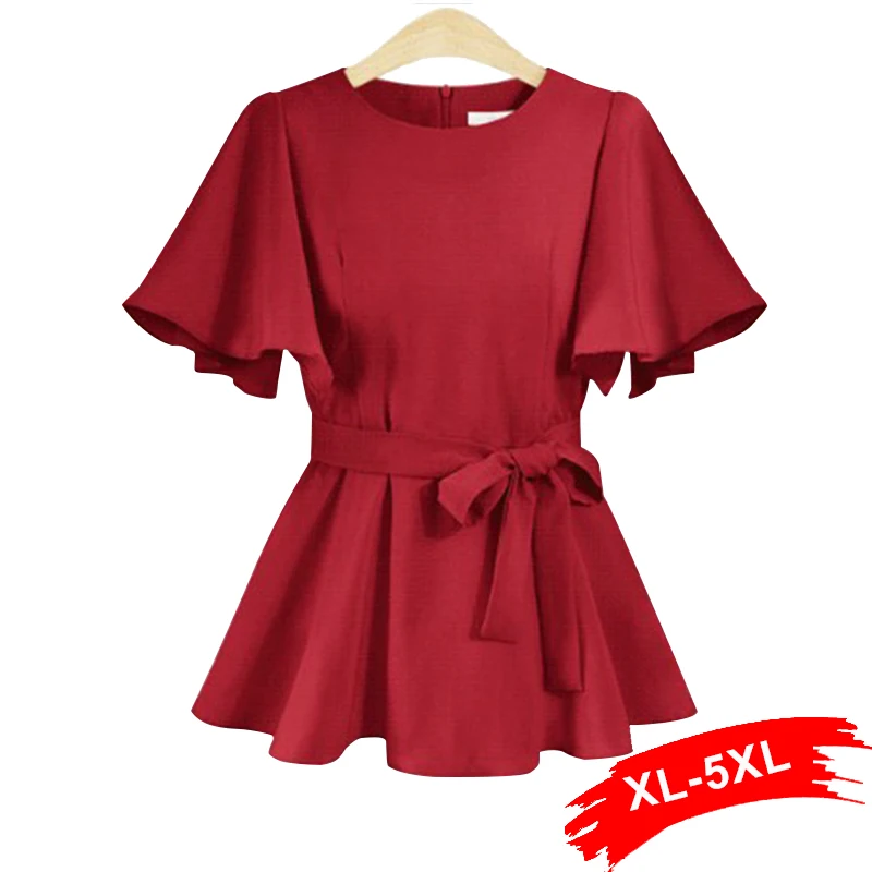 Plus Size Flare Sleeve Wrap Tie Burgundy Blouse Shirts 4XL 5XL Elegant Women Work Wear Pink Lake Blue Tops Casual Summer Blouse
Plus Size Flare Sleeve Wrap Tie Burgundy Blouse Shirts 4XL 5XL Elegant Women Work Wear Pink Lake Blue Tops Casual Summer Blouse