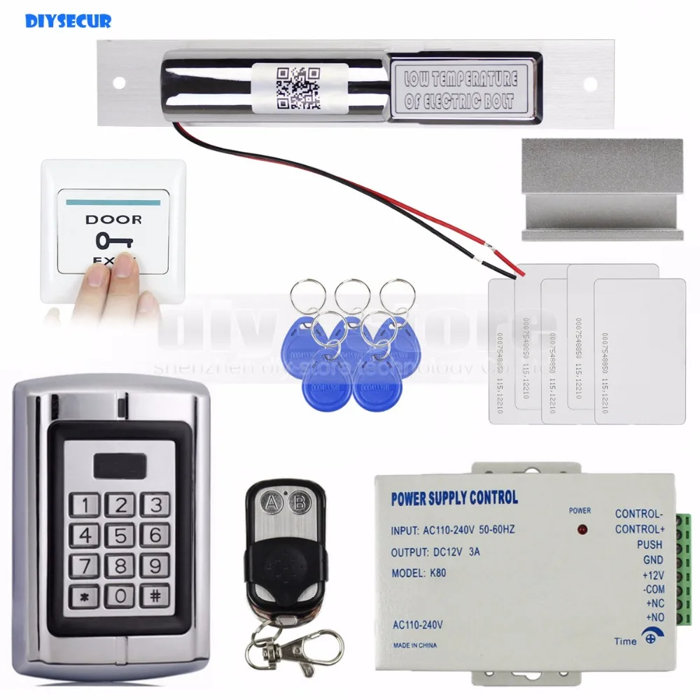 DIYSECUR Remote Control RFID 125KHz Metal Keypad Door Access Control Security System Kit + Electric Bolt Lock + Door Clamp
DIYSECUR Remote Control RFID 125KHz Metal Keypad Door Access Control Security System Kit + Electric Bolt Lock + Door Clamp