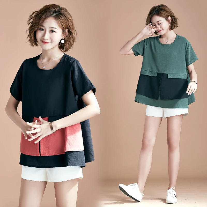 2019 Summer New Women Tshirt Short Sleeve O Neck Loose Casual Tee Fashion Patchwork Plus Size Elegant Women Tee Tops
2019 Summer New Women Tshirt Short Sleeve O Neck Loose Casual Tee Fashion Patchwork Plus Size Elegant Women Tee Tops