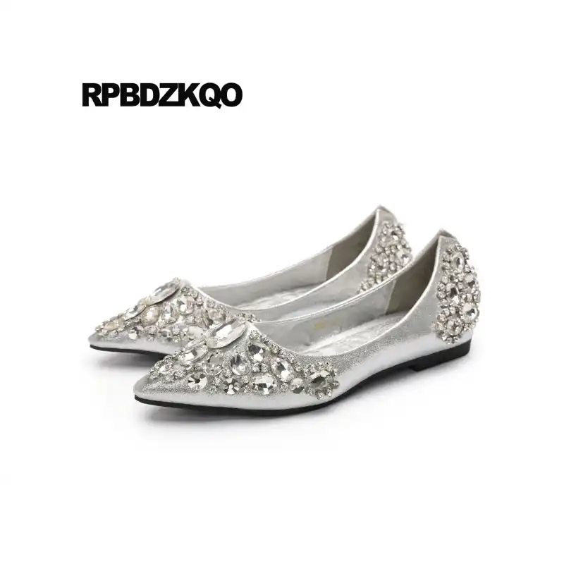 silver bling flat shoes