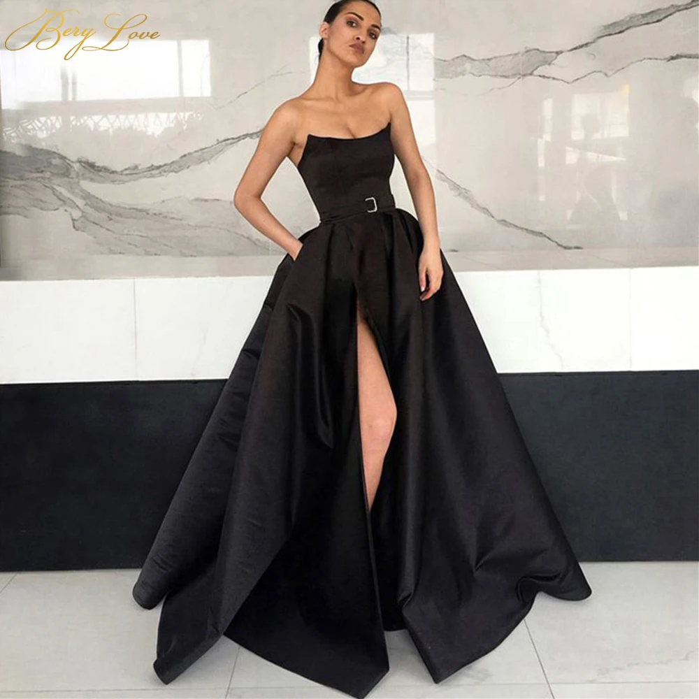 BeryLove Long Elegant Black Evening Dress 2019 High Slit Satin Evening Gown Strapless Formal Party Prom Dress robe de soiree
BeryLove Long Elegant Black Evening Dress 2019 High Slit Satin Evening Gown Strapless Formal Party Prom Dress robe de soiree