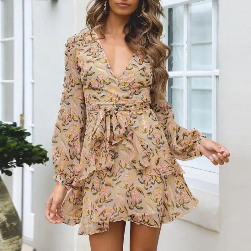 Mossha Long sleeve floral print lady dress women 2019 Autumn elegant short dress female Ruffle v-neck sexy boho Chiffon vestidos
Mossha Long sleeve floral print lady dress women 2019 Autumn elegant short dress female Ruffle v-neck sexy boho Chiffon vestidos