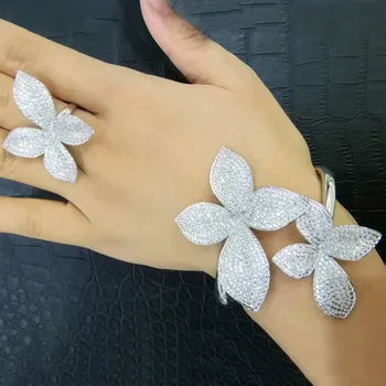 Luxury Flower AAA Cubic Zirconia Bridal Bracelet Ring Sets Wedding Jewelry Sets fashion jewelry dubai Women Accessories
Luxury Flower AAA Cubic Zirconia Bridal Bracelet Ring Sets Wedding Jewelry Sets fashion jewelry dubai Women Accessories