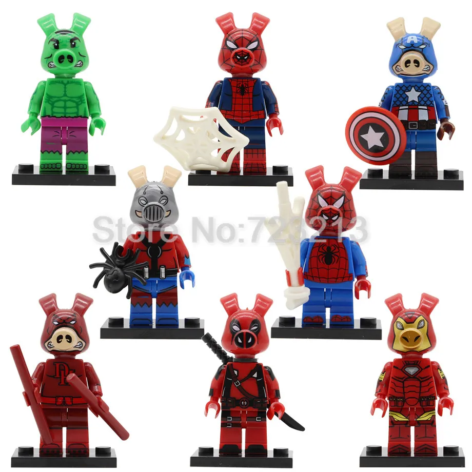 Single Super Hero Figure Spider-Ham Spider Captain Iron Daredevil Hulk Pig Ham Man Pigpool Building Blocks Kits Bricks Toys
Single Super Hero Figure Spider-Ham Spider Captain Iron Daredevil Hulk Pig Ham Man Pigpool Building Blocks Kits Bricks Toys