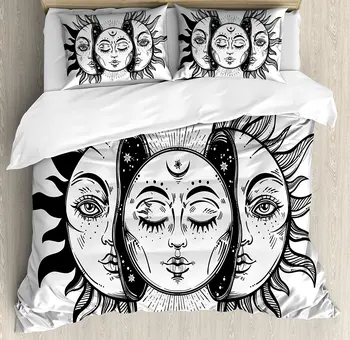 Moon Duvet Cover Set Monochrome Sun and Moon Pattern Oriental Image Asian Culture Inspired Design Print 4 Piece Bedding Set
Moon Duvet Cover Set Monochrome Sun and Moon Pattern Oriental Image Asian Culture Inspired Design Print 4 Piece Bedding Set