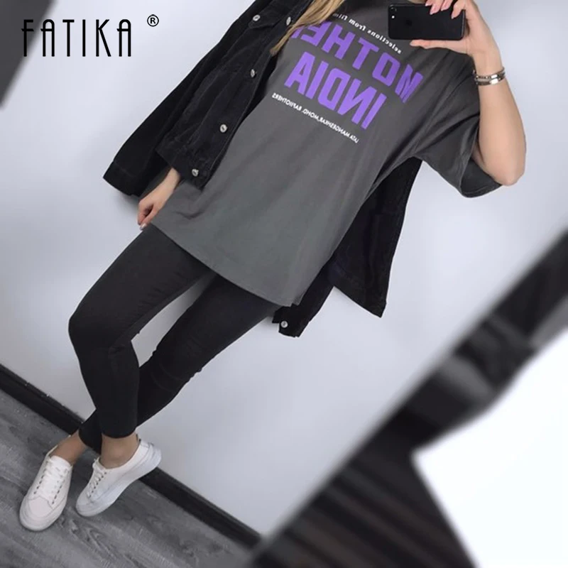 Fatika 2019 Spring Summer Women Loose Long Tee Letter Print O-Neck Oversized T-Shirts Women Ladies Casual Tops
Fatika 2019 Spring Summer Women Loose Long Tee Letter Print O-Neck Oversized T-Shirts Women Ladies Casual Tops