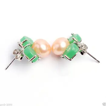 New Natural 8-8.5mm Pink freshwater Pearl Green jade Sterling Silver Stud Earrings jade jewelry crystal
New Natural 8-8.5mm Pink freshwater Pearl Green jade Sterling Silver Stud Earrings jade jewelry crystal