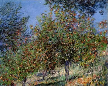 

High quality Oil painting Canvas Reproductions Apple Trees on the Chantemesle Hill (1878) By Claude Monet hand painted