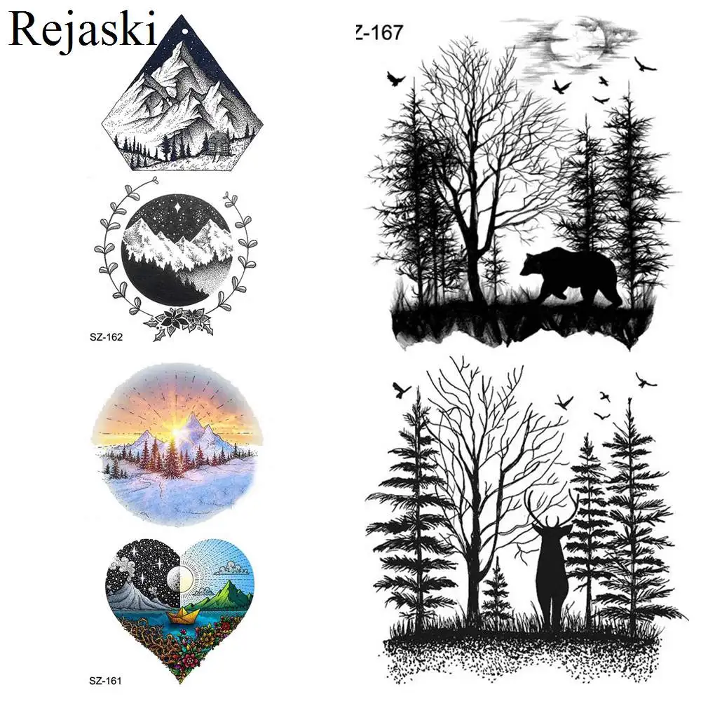 Rejaski Waterproof Tattoo Stickers Women Body Arm Temporary Tattoo Men Self Adhesive Black Fake Tatoos 3D Valley Make up Forest
Rejaski Waterproof Tattoo Stickers Women Body Arm Temporary Tattoo Men Self Adhesive Black Fake Tatoos 3D Valley Make up Forest