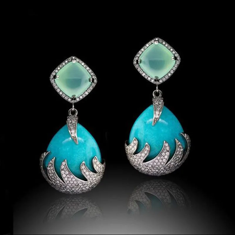 Fashion Water Drop Blue Stone Earrings with Square Green Cubic Zirconia Women Elegant Wedding Earring Brincos Jewelry L3T045
Fashion Water Drop Blue Stone Earrings with Square Green Cubic Zirconia Women Elegant Wedding Earring Brincos Jewelry L3T045