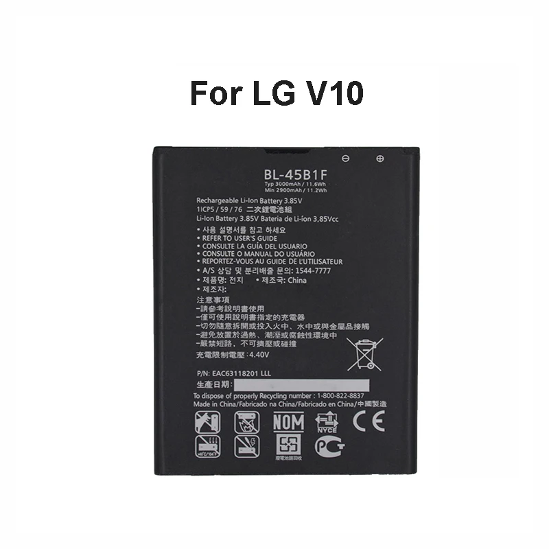 Original BL-45B1F Battery For LG V10 H961N F600 H900 H901 VS990 H968 Replacement Batteries 2900mAh
Original BL-45B1F Battery For LG V10 H961N F600 H900 H901 VS990 H968 Replacement Batteries 2900mAh