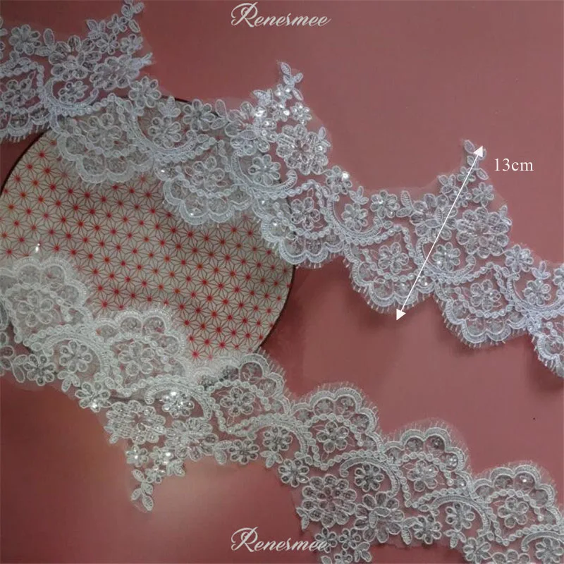 Delicate 1Y White/Ivory Cording Fabric Sequins Flower Venise Venice Mesh Lace Trim Applique Sewing Craft for Wedding Dec. 13cm
Delicate 1Y White/Ivory Cording Fabric Sequins Flower Venise Venice Mesh Lace Trim Applique Sewing Craft for Wedding Dec. 13cm