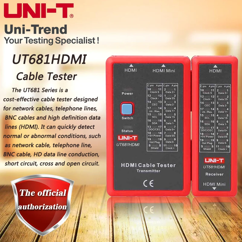 UNI-T UT681HDMI cable tester HDMI / MINI-HDMI high-definition data cable tester manual / automatic shutdown
UNI-T UT681HDMI cable tester HDMI / MINI-HDMI high-definition data cable tester manual / automatic shutdown