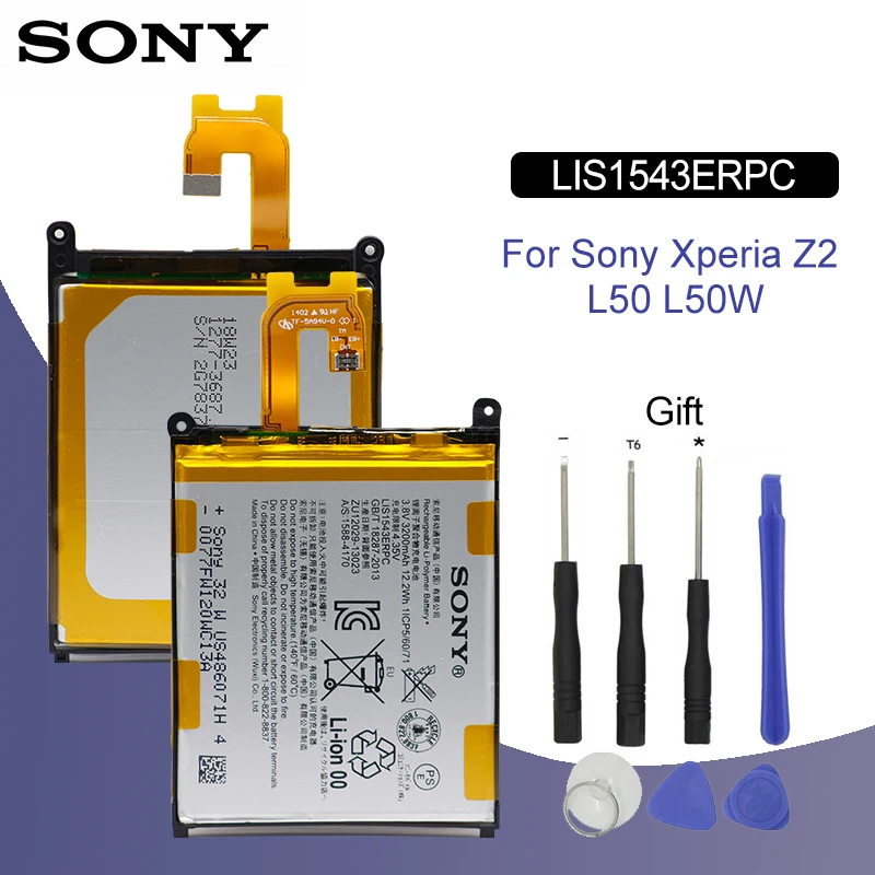 

SONY Original Phone Battery For Sony Xperia Z2 L50T D6502 D6503 L50 L50W L50U LIS1543ERPC 3200mAh Replacement Batteries + Tools