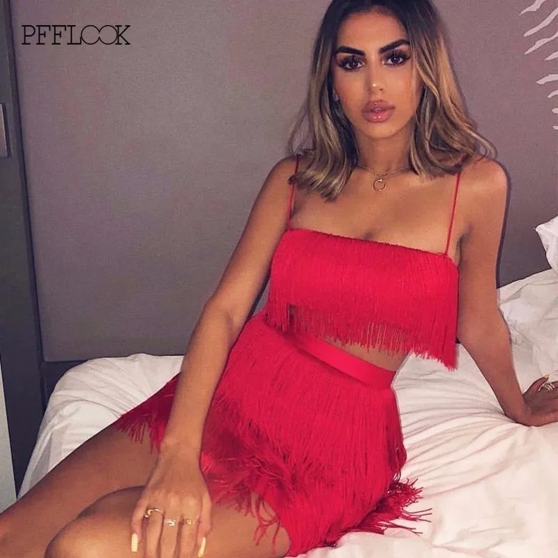 PFFLOOK Summer Elegant Tassel Dress Women 2019 Solid Spaghetti Strap Party Dress Mini Fashion Sexy Tassel Two Piece Set Female
PFFLOOK Summer Elegant Tassel Dress Women 2019 Solid Spaghetti Strap Party Dress Mini Fashion Sexy Tassel Two Piece Set Female