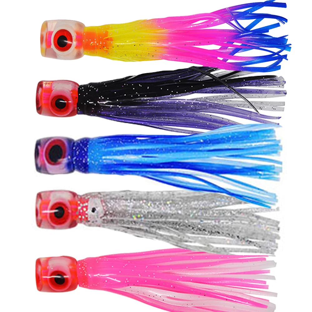 

5 pcs Small size soft head octopus skirt bait sea trolling fishing lure salt water lures 4.5 inch 13g