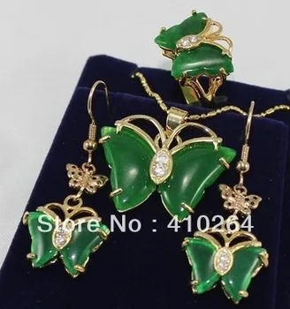 free shipping $wholesale_jewelry_wig$ Shipping Set Pretty GP butterfly green pendant Necklace earrings ring 
free shipping $wholesale_jewelry_wig$ Shipping Set Pretty GP butterfly green pendant Necklace earrings ring