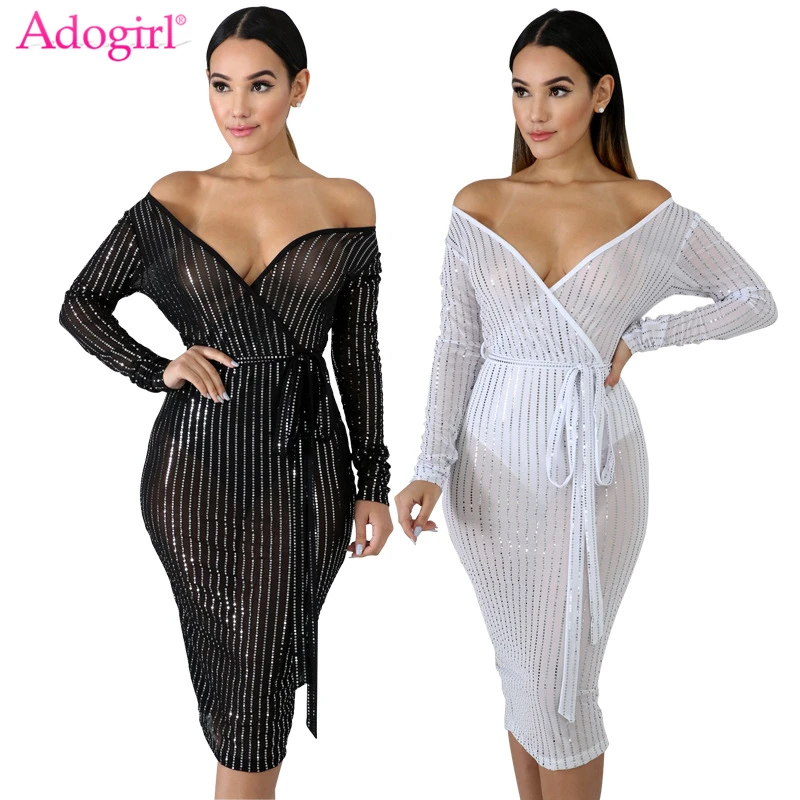 Adogirl Stripe Sequins Sheer Mesh Bodycon Club Dress Women Sexy Wrap V Neck Off Shoulder Long Sleeve Sheath Midi Party Dresses
Adogirl Stripe Sequins Sheer Mesh Bodycon Club Dress Women Sexy Wrap V Neck Off Shoulder Long Sleeve Sheath Midi Party Dresses