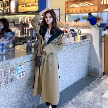 Korean Version of the Double-breasted Long Windbreaker Casual Wild Girls Khaki Coat Super Temperament Womens Coat Size S M L
Korean Version of the Double-breasted Long Windbreaker Casual Wild Girls Khaki Coat Super Temperament Womens Coat Size S M L