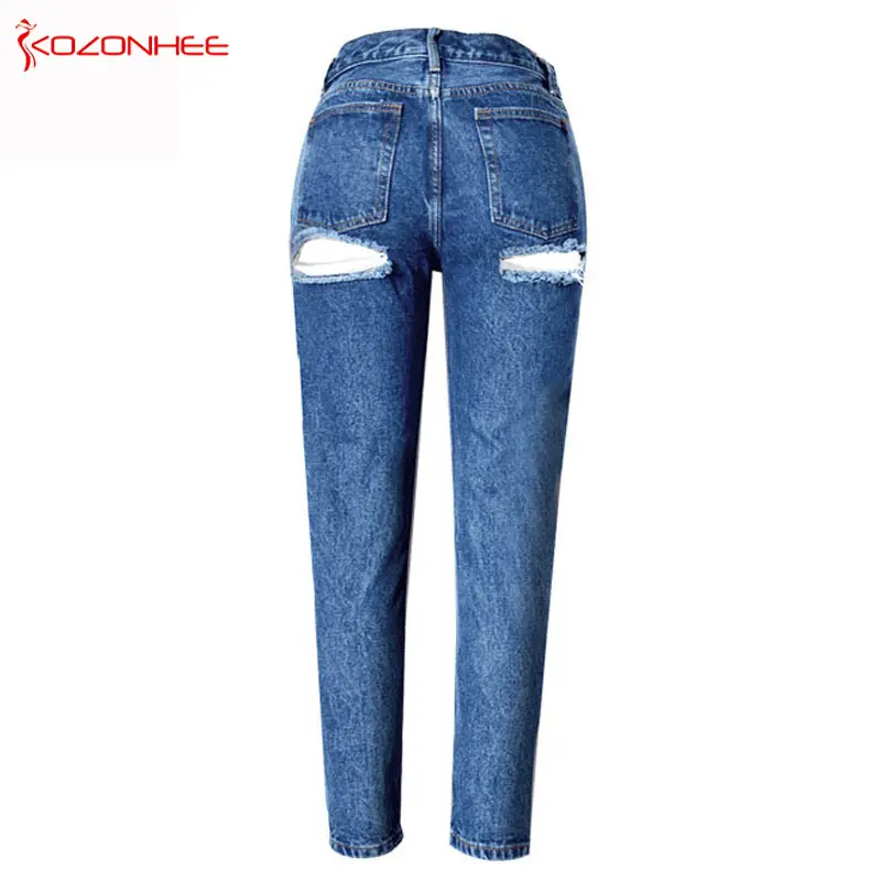 

spring Loose Ripped Straight Jeans Women With Low waist Torn Butt Holes Torn Jeans Reveal Buttocks Jeans For Girls #223