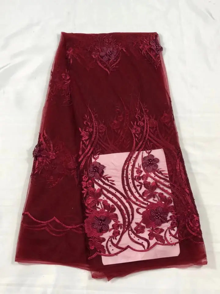5 Yards/pc Hot sale wine french net lace fabric with beads and Appliqued embroidery african mesh lace for dress QN67-3
5 Yards/pc Hot sale wine french net lace fabric with beads and Appliqued embroidery african mesh lace for dress QN67-3