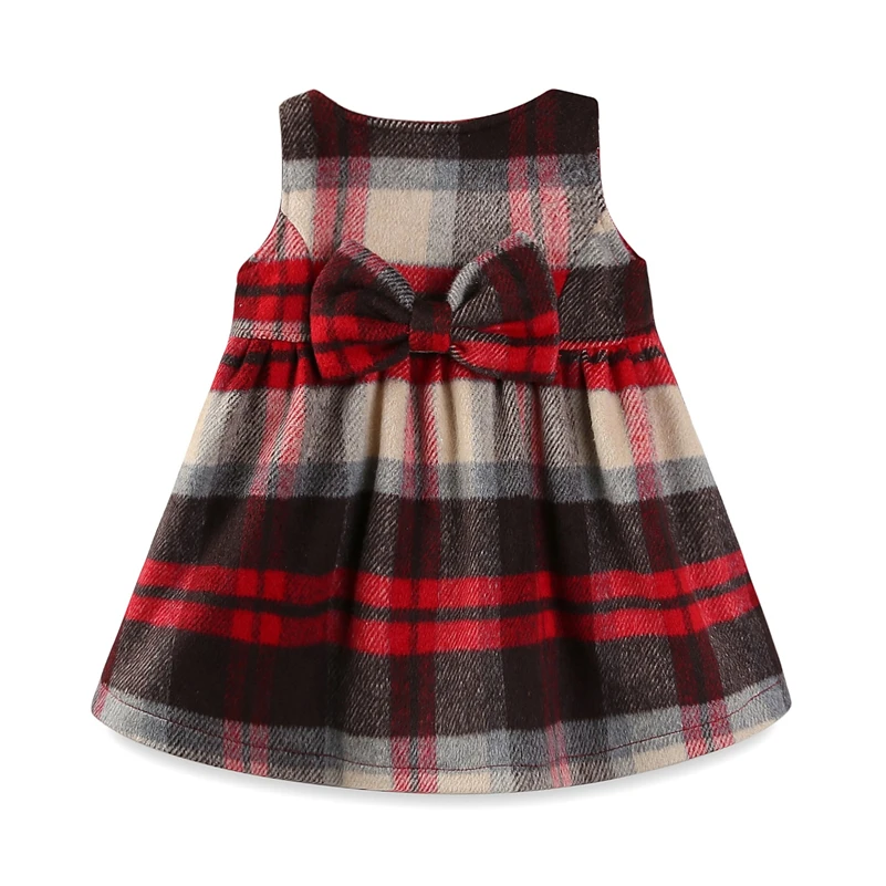 Mudkingdom Baby Girls Winter Plaid Dress Kids Baby Girl Clothes Girls Autumn Buttoned Tartan Dresses with Bow knot Fall 201709