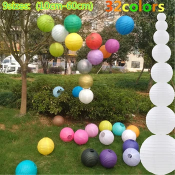 1pc Round Chinese Paper Lantern Birthday Wedding Party decor gift craft DIY lampion white hanging lantern ball party supplies