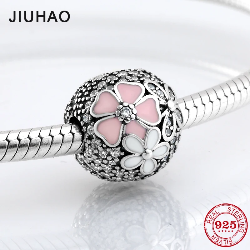 New 925 Sterling Silver Pink white Enamel flower Sparking CZ Lock clips beads Fit Original Pandora Charm Bracelet Jewelry making
New 925 Sterling Silver Pink white Enamel flower Sparking CZ Lock clips beads Fit Original Pandora Charm Bracelet Jewelry making