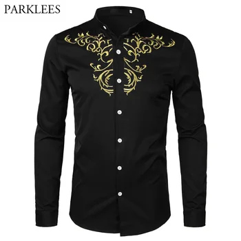 Mens Black Embroidery Shirts Casual Slim Fit Long Sleeve Dress Shirt Men Stand Collar Business Social Shirt Man Camisa Masculina
Mens Black Embroidery Shirts Casual Slim Fit Long Sleeve Dress Shirt Men Stand Collar Business Social Shirt Man Camisa Masculina