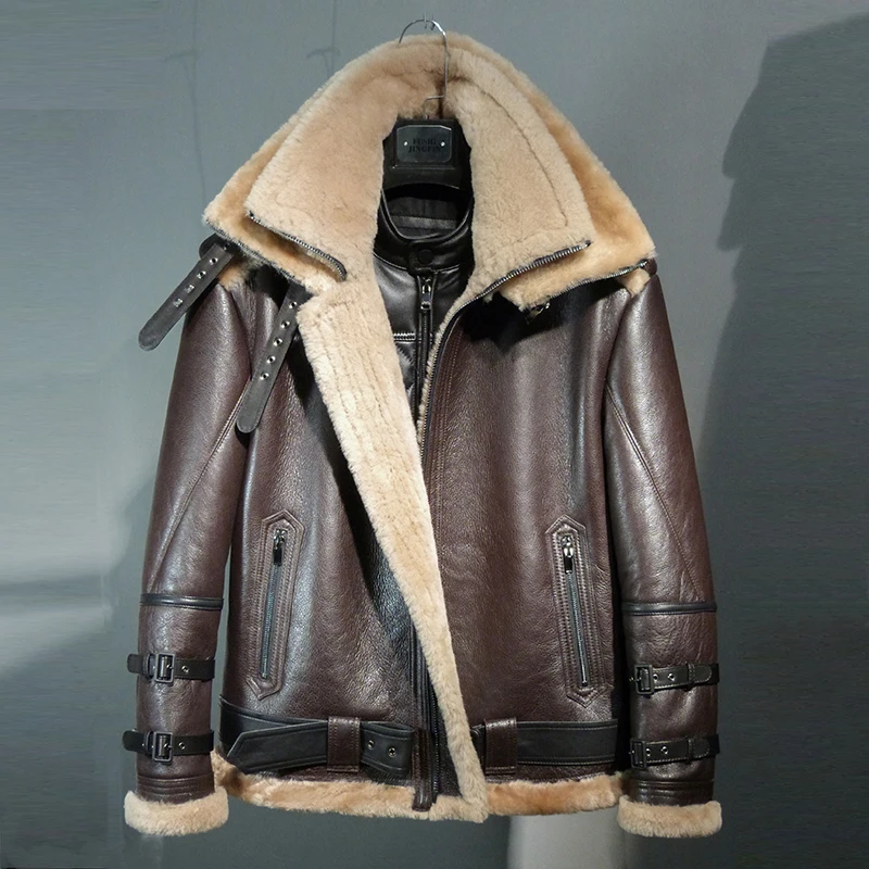 2018 WINTER MEN'S fashion vintage SHEEP FUR double collar sheepskin genuine leather wool lining biker airman JACKET COAT b3
2018 WINTER MEN'S fashion vintage SHEEP FUR double collar sheepskin genuine leather wool lining biker airman JACKET COAT b3