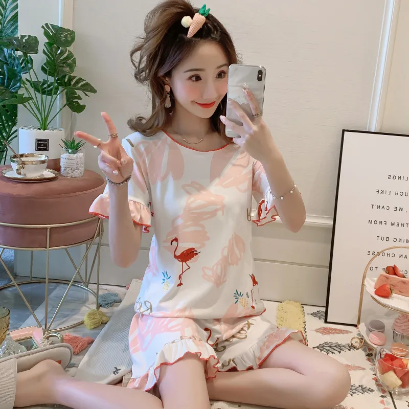 JRMISSLI Thin Cartoon Printed Short Sleeve Sleepwear Women Pajamas Set Spring Summer New Cute Casual Homewear Female Pyjamas
JRMISSLI Thin Cartoon Printed Short Sleeve Sleepwear Women Pajamas Set Spring Summer New Cute Casual Homewear Female Pyjamas