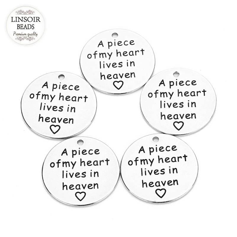 Linsoir 5pcs/lot letters Stainless Steel Pendent Charm A piece of my heart lives in heaven For DIY Jewelry Making 20mm
Linsoir 5pcs/lot letters Stainless Steel Pendent Charm A piece of my heart lives in heaven For DIY Jewelry Making 20mm
