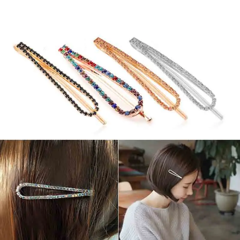Women Delicate Rainbow Colored Rhinestone Hair Clip Faux Crystal Geometric Water Drop Shaped Hairpins U Type One Word Barrettes
Women Delicate Rainbow Colored Rhinestone Hair Clip Faux Crystal Geometric Water Drop Shaped Hairpins U Type One Word Barrettes