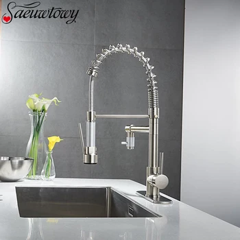 Brushed Nickel Kitchen Faucet Swivel Sink Spray Hot&Cold Mixer Tap with Cover Pull Out Torneira
Brushed Nickel Kitchen Faucet Swivel Sink Spray Hot&Cold Mixer Tap with Cover Pull Out Torneira