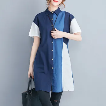 2018 Spring Summer New Cotton Linen Blouse Casual Loose Large Size Patchwork Color Women Shirts Japan Female Tops
2018 Spring Summer New Cotton Linen Blouse Casual Loose Large Size Patchwork Color Women Shirts Japan Female Tops