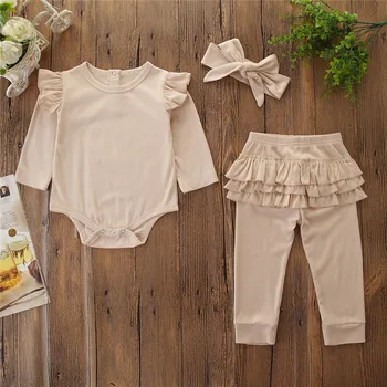 Newborn Kids Baby Girls Outfits Clothes Autumn Long Sleeve Romper Bodysuit+Cake Long Pants+Headband Set infant clothing 2019
Newborn Kids Baby Girls Outfits Clothes Autumn Long Sleeve Romper Bodysuit+Cake Long Pants+Headband Set infant clothing 2019