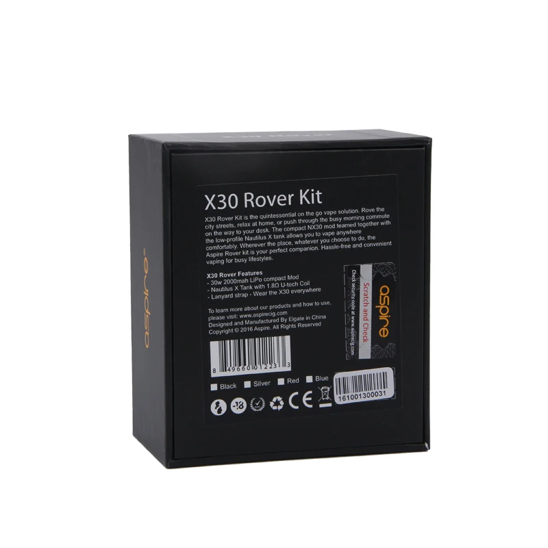 Original E Cigarette Aspire X30 Rover Kit With 2ML Nautilus X Tank Atomizer NX30 Box Vape Mod e-cigarette Vaporizer