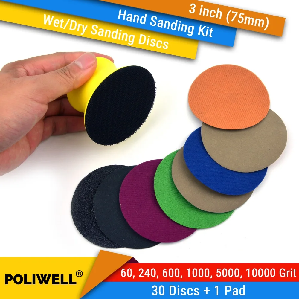 1000 10000 Grit Hook and Loop Sanding Discs 5000 30pcs 2-Inch 60 600 240