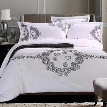 Egyptian Cotton White 4 Piece Bedspread Duvet Cover Pillowcase Coverlet Set,60S Tribute Silk Embroidered Pattern, Queen Size
Egyptian Cotton White 4 Piece Bedspread Duvet Cover Pillowcase Coverlet Set,60S Tribute Silk Embroidered Pattern, Queen Size