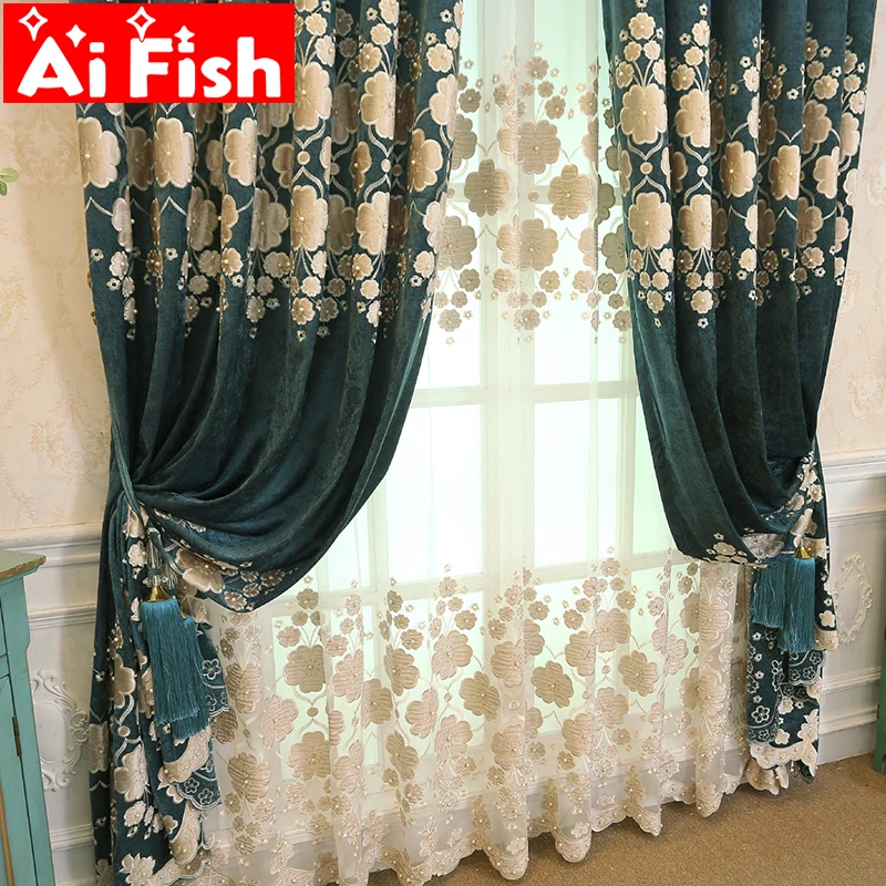 Thicken Chenille European Luxury Embroidery Curtains Windows Drapes Elegant Flowers Shade Curtain For Living Room wp319-30
Thicken Chenille European Luxury Embroidery Curtains Windows Drapes Elegant Flowers Shade Curtain For Living Room wp319-30