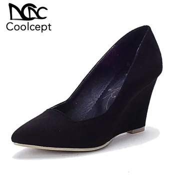 Coolcept 5 Colors Sexy Women Wedges Shoes Flock Leather Wedges Pumps Office Lady Fashion Party Wedding Footwear Size 33-43
Coolcept 5 Colors Sexy Women Wedges Shoes Flock Leather Wedges Pumps Office Lady Fashion Party Wedding Footwear Size 33-43