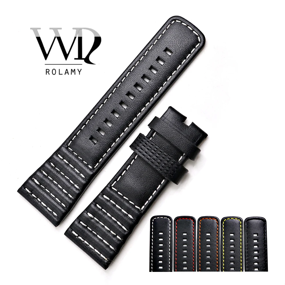 Rolamy 28mm Watch Band Genuine Leather With Black White Orange Red Yellow Stitches Wrist Watchbands Strap Loops For Seven Friday
Rolamy 28mm Watch Band Genuine Leather With Black White Orange Red Yellow Stitches Wrist Watchbands Strap Loops For Seven Friday