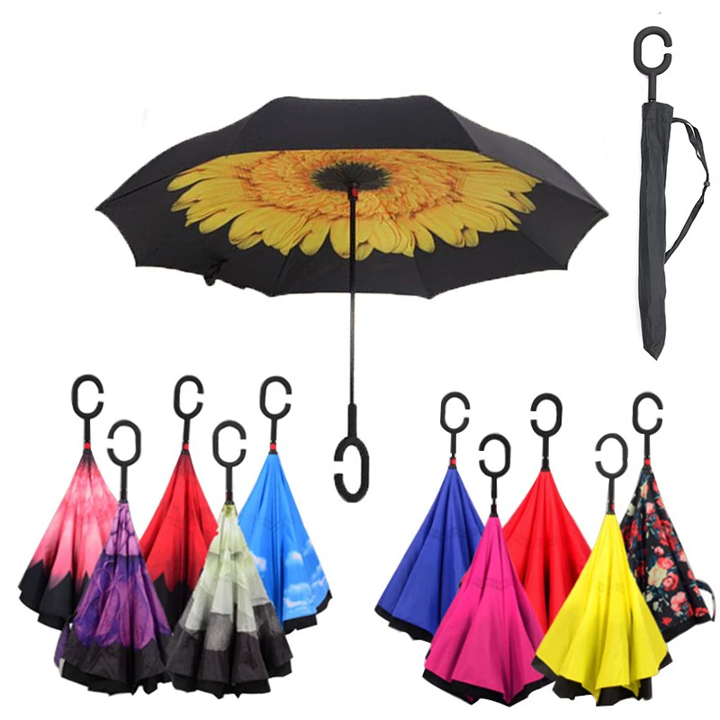Non-Automatic Folding Reverse Umbrella Double Layer Inverted Windproof Rain Car Umbrella For Women Long-Handle Umbrella With Bag
Non-Automatic Folding Reverse Umbrella Double Layer Inverted Windproof Rain Car Umbrella For Women Long-Handle Umbrella With Bag