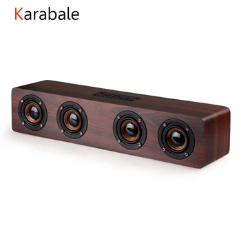 

Wooden Wireless Bluetooth Speaker HiFi Stereo Subwoofer Bluetooth Bookshelf Speakers Wood 4 Loudspeaker Handsfree TF Card AUX